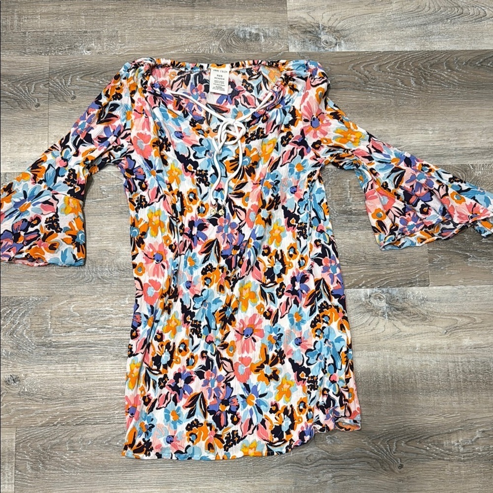 Anne Cole Floral Multicolor Women's Top beach cover sz xs s